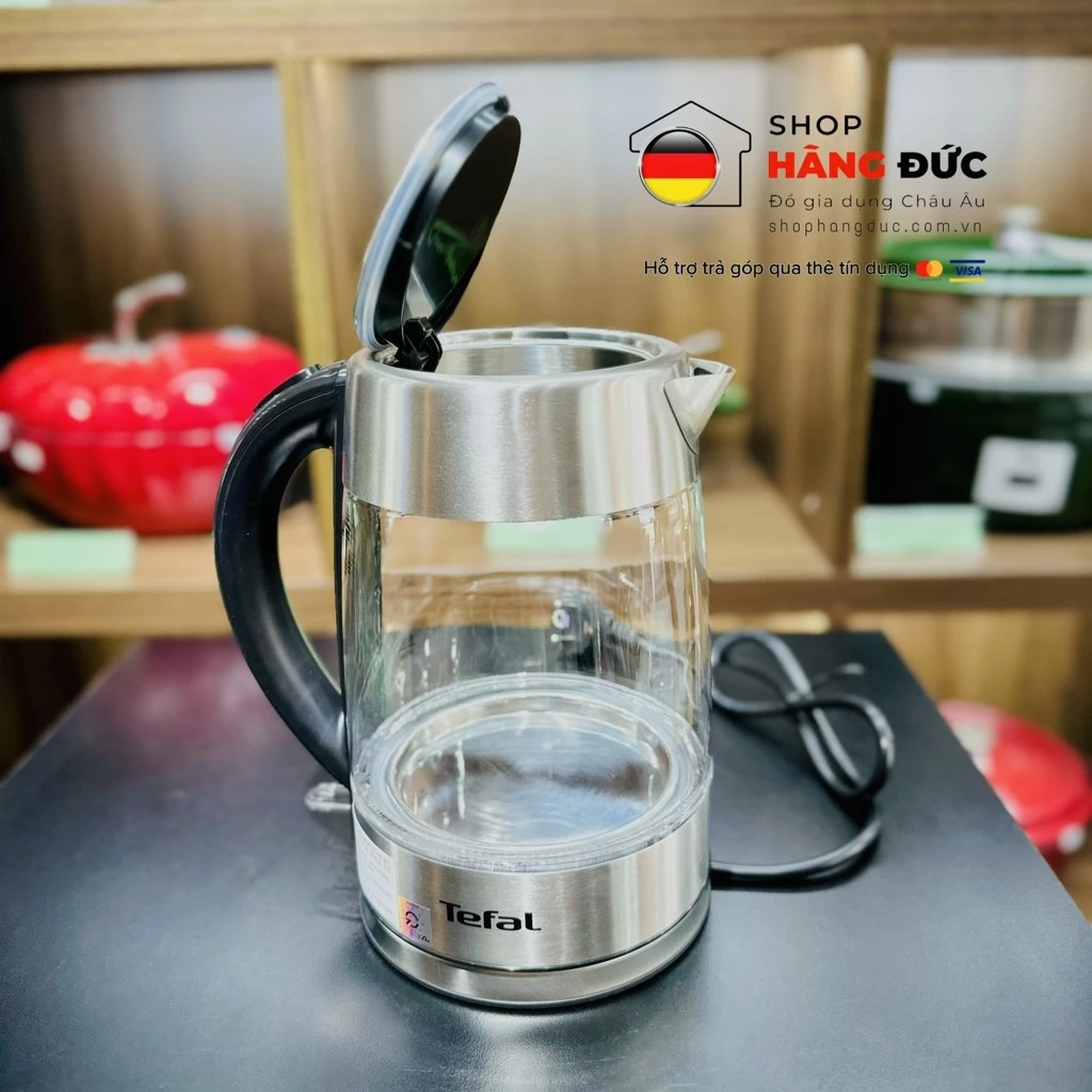 Ấm siêu tốc thuỷ tinh Tefal KI772D38 2400W 1,7L