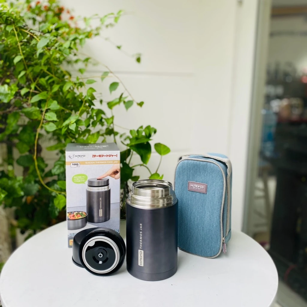 Bình ủ cháo Kaiyo 1L màu ghi 8936212083451