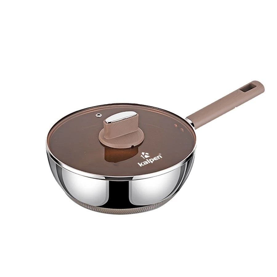 Chảo inox Kalpen có vung kính 24cm (TS24)