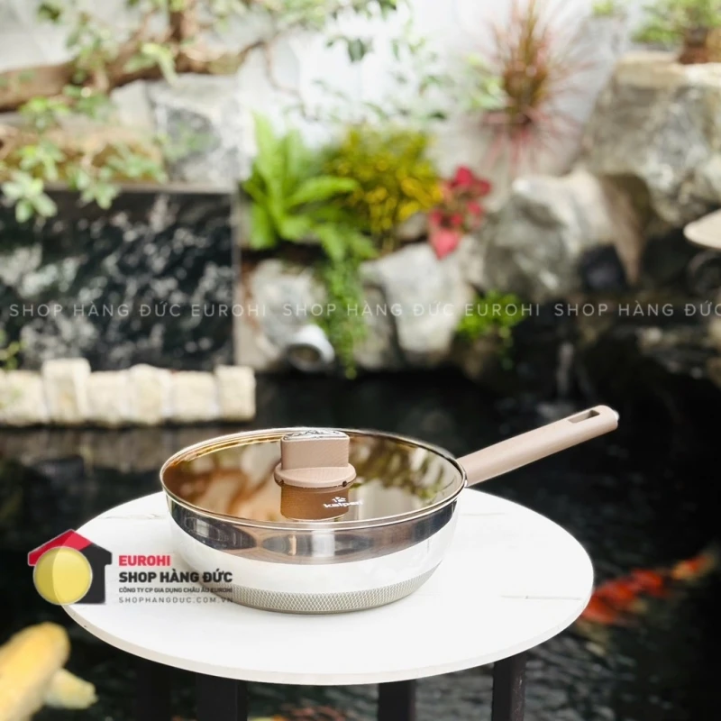 Chảo inox Kalpen có vung kính 26cm (TS26)