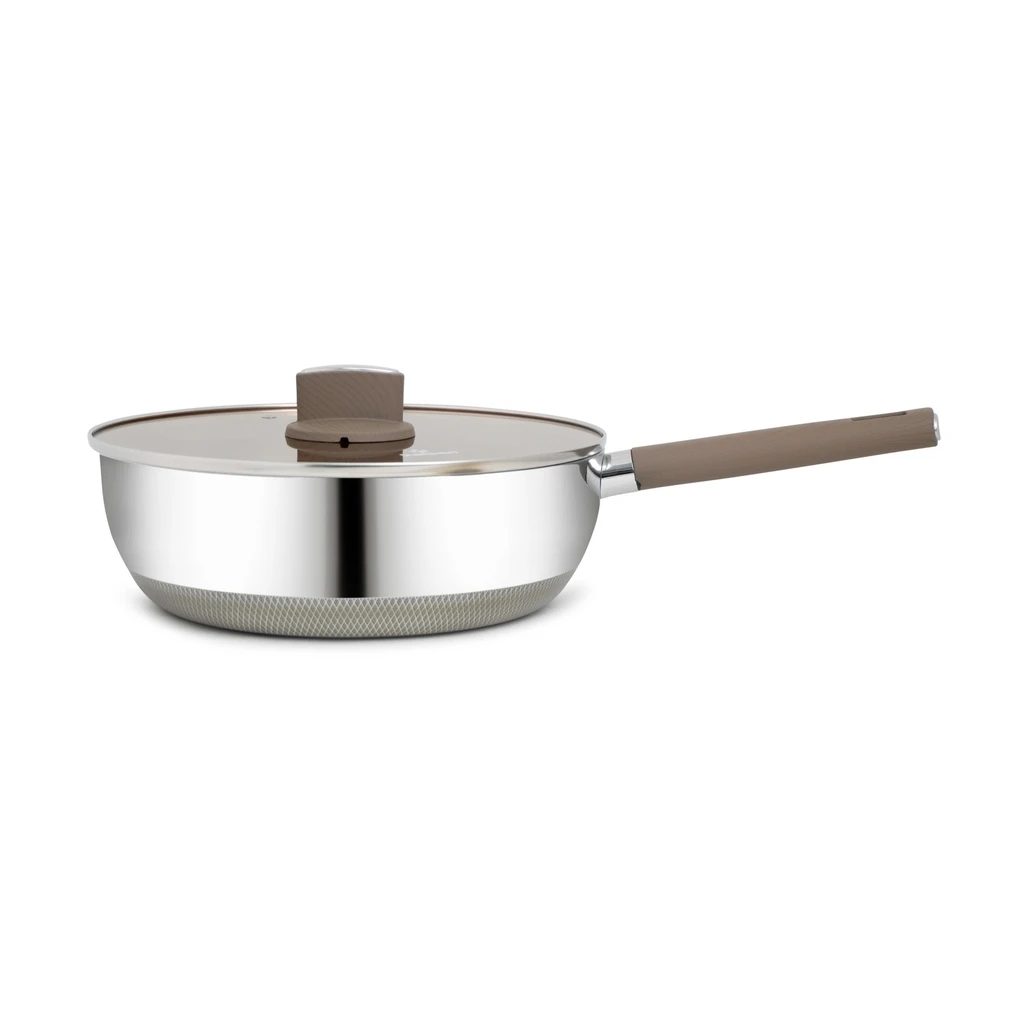 Chảo inox Kalpen có vung kính 28cm (TS28)