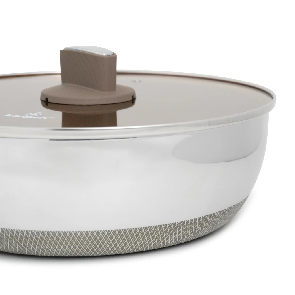 Chảo inox Kalpen có vung kính 28cm (TS28)
