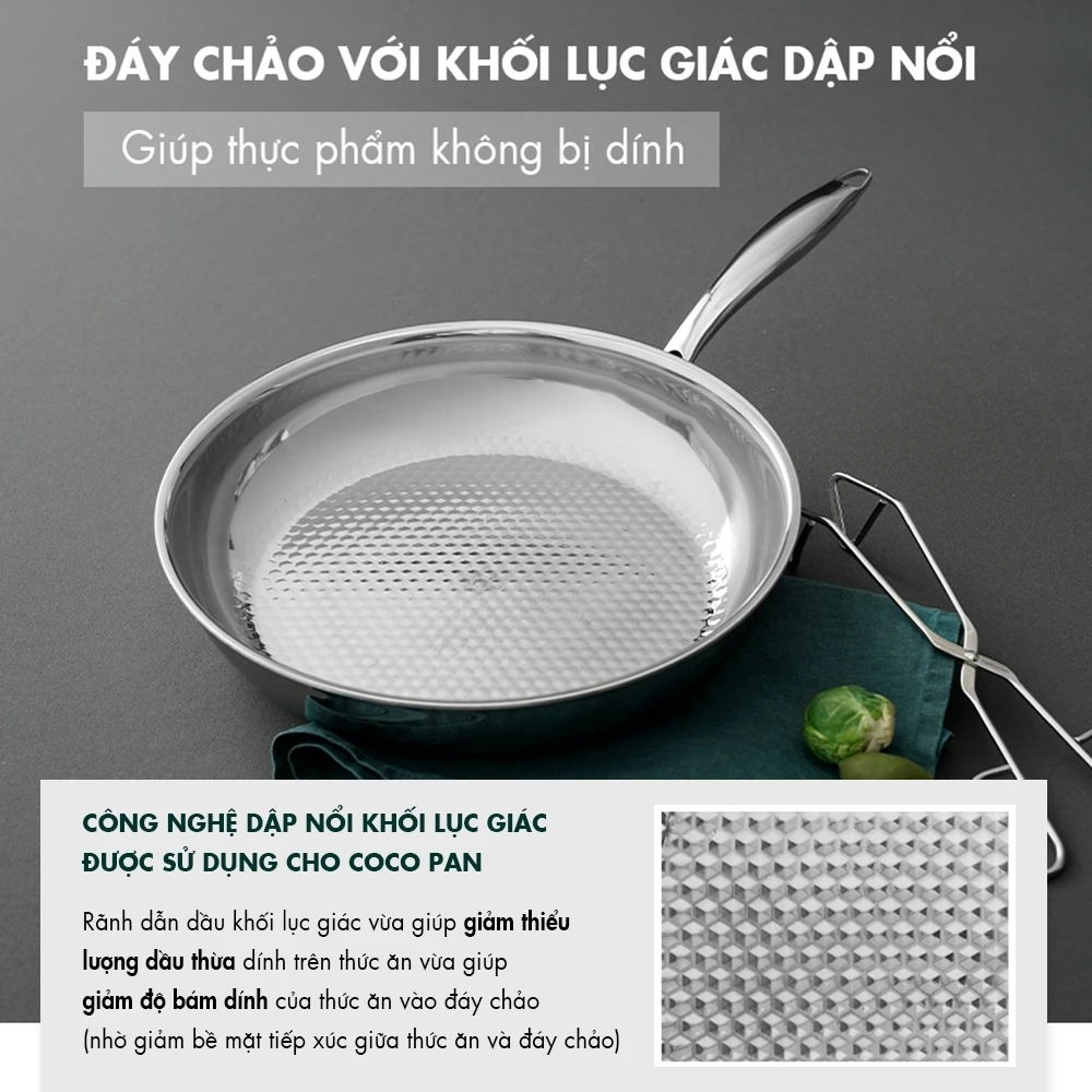 Chảo inox nông lòng Edelkochen Coco Collection 24cm