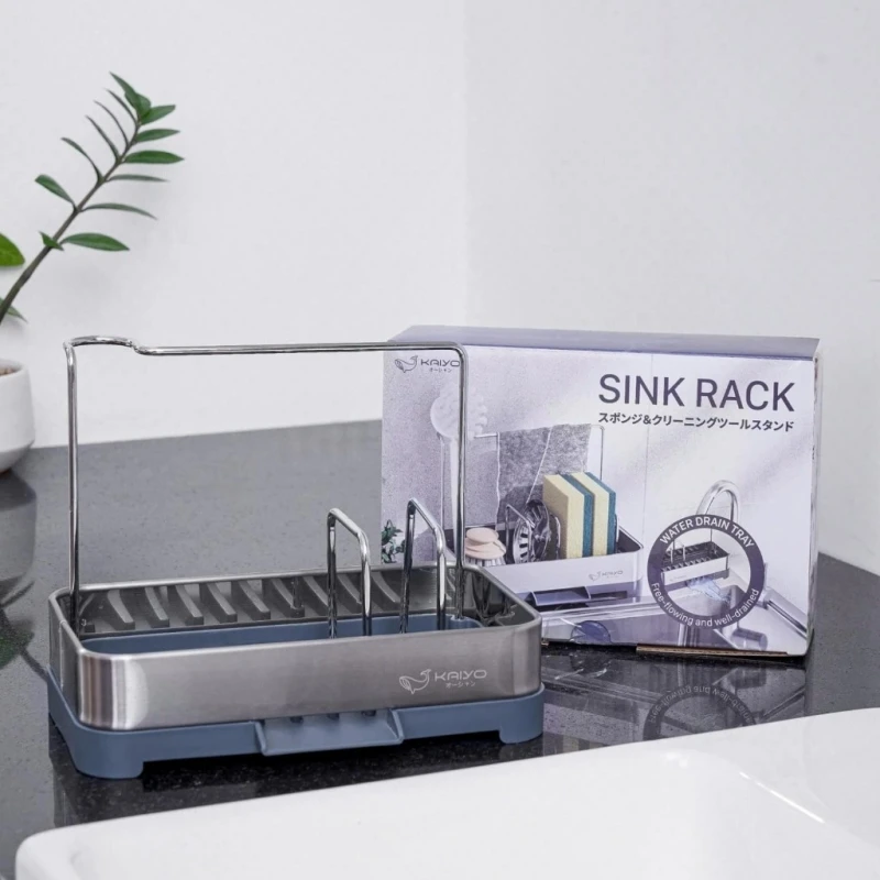 Giá đựng đồ rửa bát bằng inox có khay hứng, thoát nước Kaiyo
