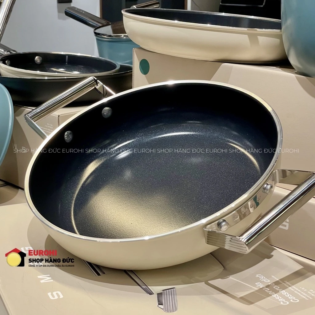 Nồi chảo SMEG DPF2812CRM 28cm màu kem (vung kính)