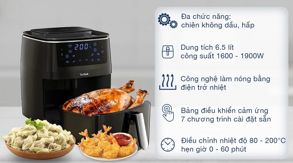 Nồi chiên hấp nướng Tefal FW201815 Easy Fry Steam&Grill 3 in 1