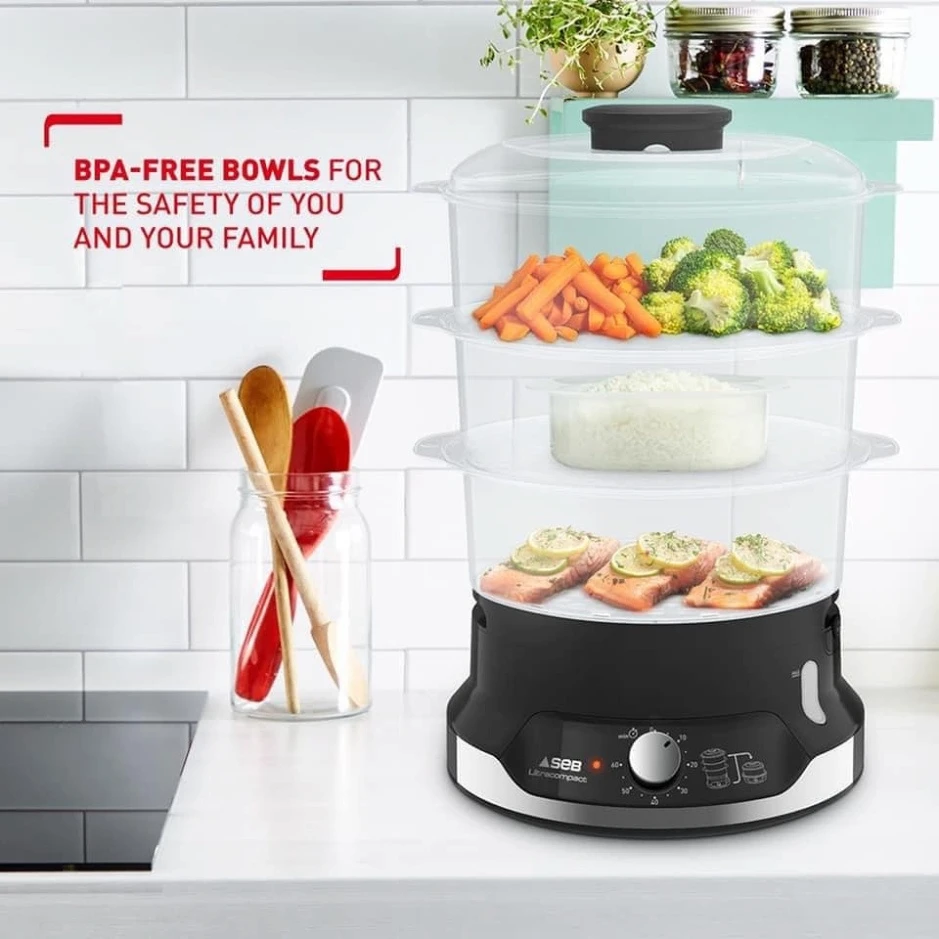 Nồi hấp điện 3 tầng Tefal UltraCompact VC204810 9L