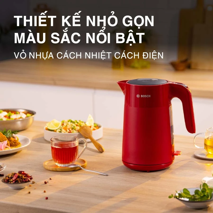 Ấm siêu tốc Bosch TWK2M164 1.7L màu đỏ