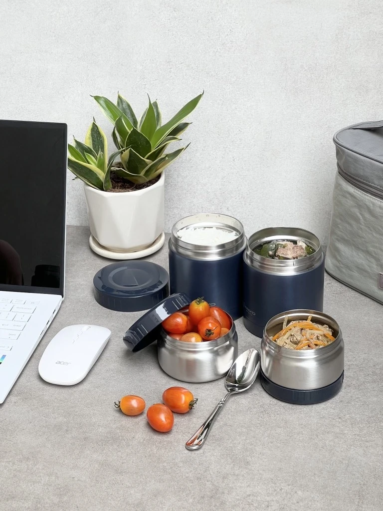 Set 4 hộp cơm giữ nhiệt Kaiyo 1200ml xanh đậm