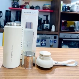 Bình giữ nhiệt 2 lớp inox Kaiyo màu be 600ml