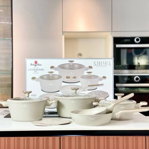 Bộ nồi Berlinger Haus BH/8324 – Sahara 10 món màu kem