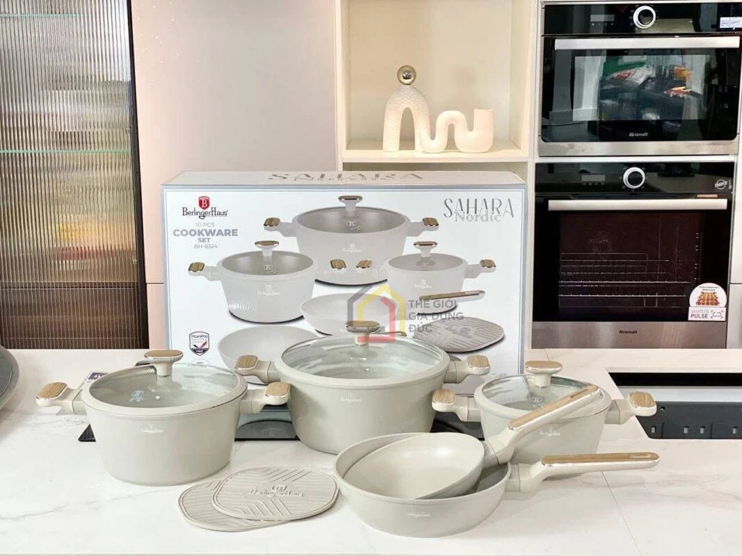 Bộ nồi Berlinger Haus BH/8324 – Sahara 10 món màu kem