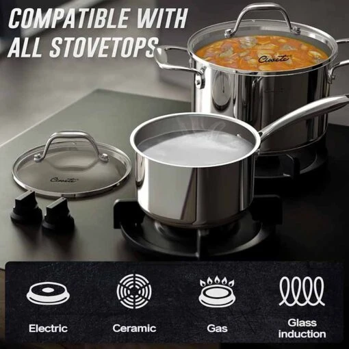 Bộ nồi inox cao cấp CIWETE – Set 6 món đa năng