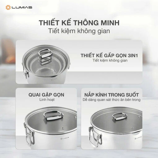 Bộ nồi Lumias Cook Ware 3 món