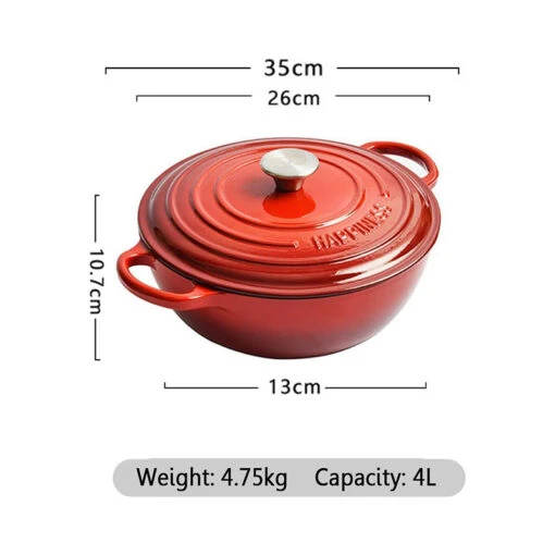 Nồi gang đa năng Happiness 26cm (đỏ)