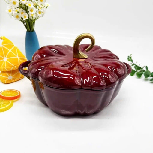 Nồi gang hình bí ngô 25cm (còn trắng)