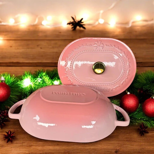 Nồi gang oval Chusipai 32 x 24 x 17cm (trắng)
