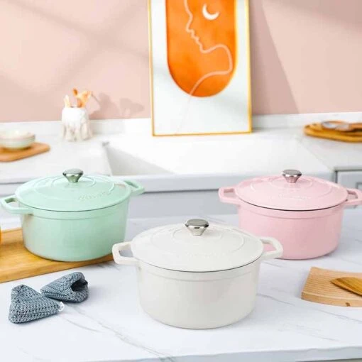 Nồi gang tráng men cao cấp CIWETE Pastel size 23cm