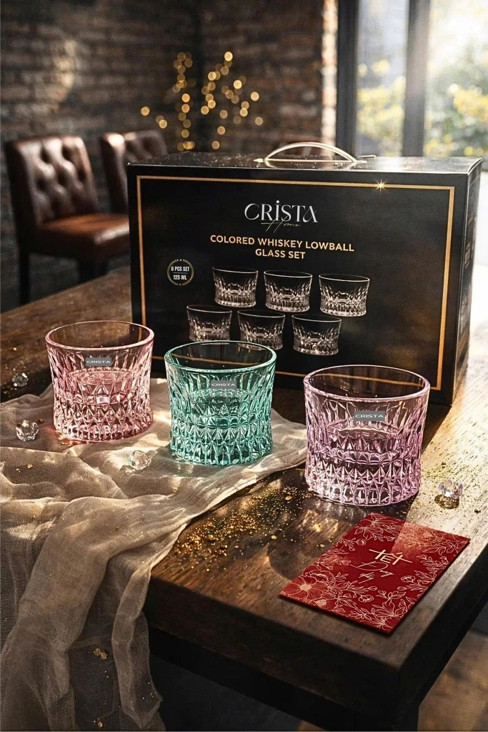 Bộ 6 cốc rượu thấp Crista 125ml mix màu (60220)