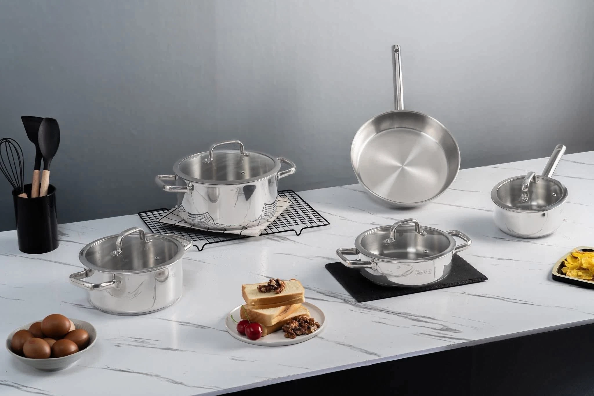    	 BỘ NỒI CAO CẤP - MICHELANGELO COOK 4 U 5 MÓN (105945)
