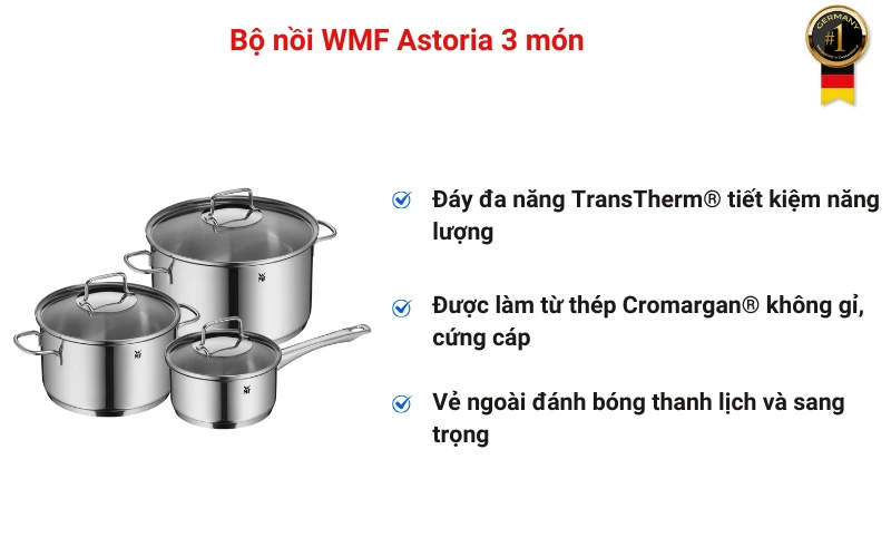    	 Bộ nồi WMF Astoria 3 món