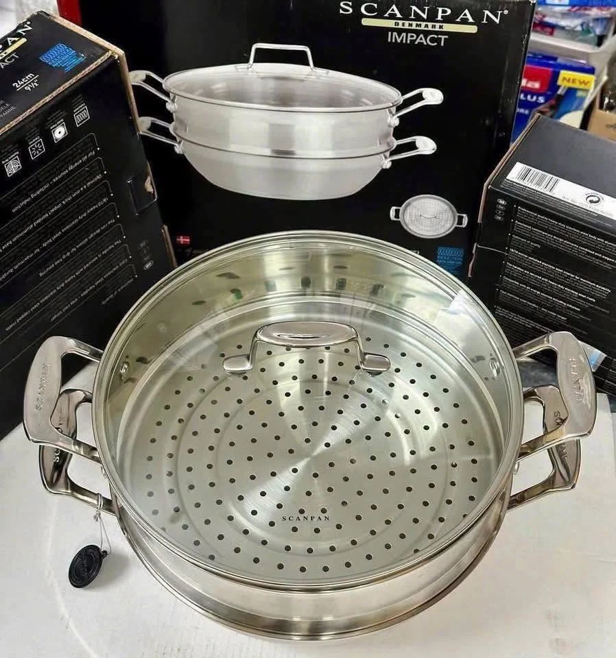    	 Chảo inox sâu lòng kèm xửng hấp Scanpan Impact 28cm