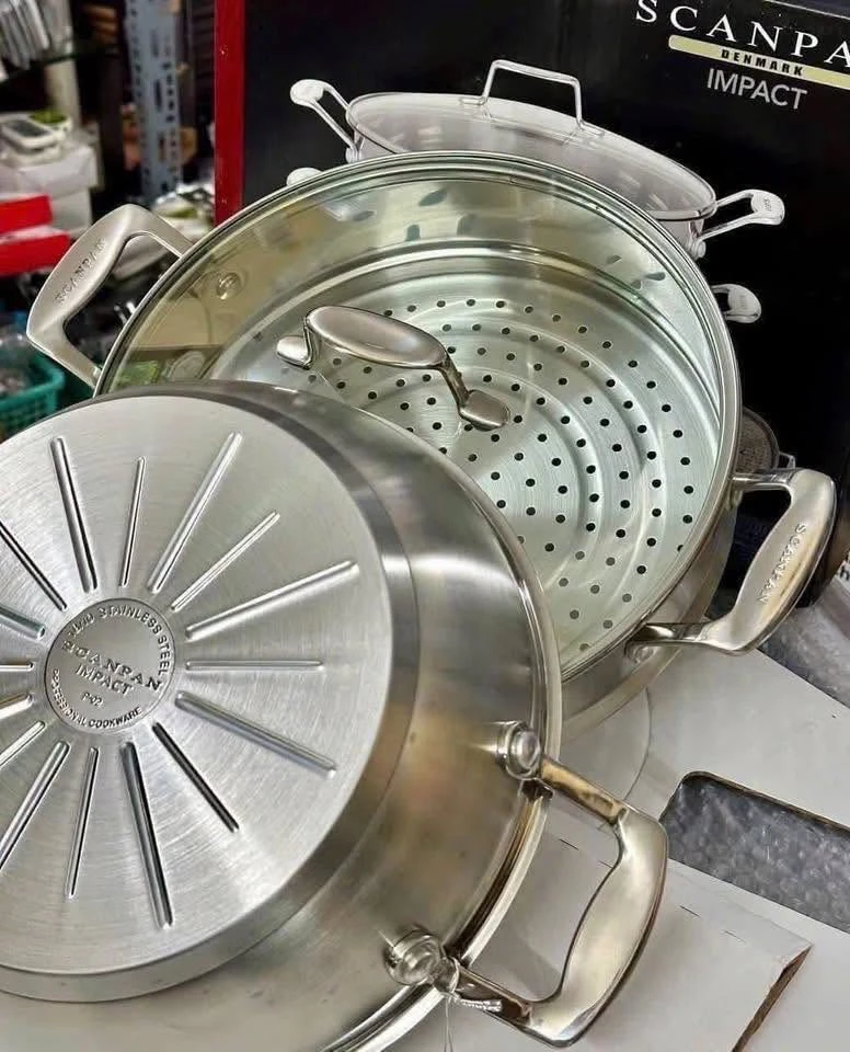    	 Chảo inox sâu lòng kèm xửng hấp Scanpan Impact 28cm