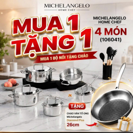 MICHELANGELO HOME CHEF 4 MÓN (106041) tặng 1 CHẢO VÂN TỔ ONG Diamond Plus 26cm