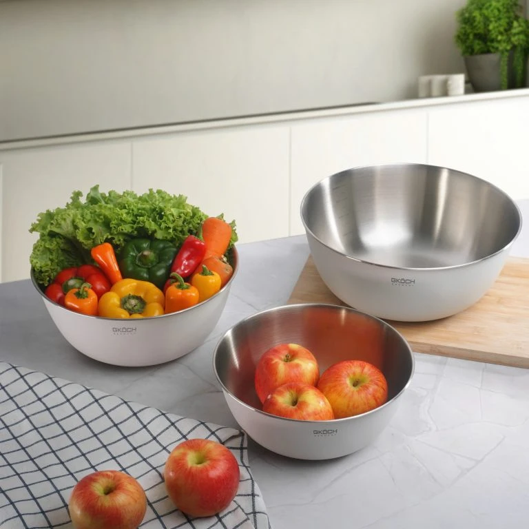 Bộ 3 rổ thép ko gỉ 3 cái/ hộp, size 22/25/28cm model MYTY0810. Nhãn hiệu: GKOCH