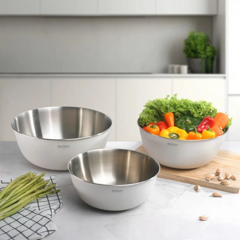 Bộ 3 rổ thép ko gỉ 3 cái/ hộp, size 22/25/28cm model MYTY0810. Nhãn hiệu: GKOCH