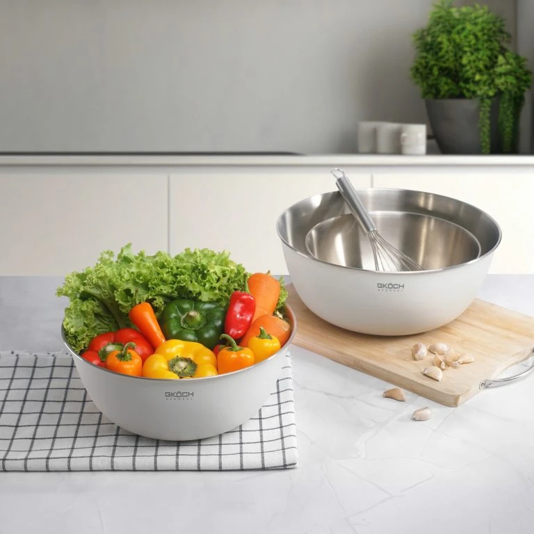 Bộ 3 rổ thép ko gỉ 3 cái/ hộp, size 22/25/28cm model MYTY0810. Nhãn hiệu: GKOCH