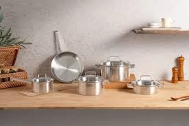 Bộ nồi 5 món Michelangelo Essential Quánh 16cm, Nồi thấp 20cm, Nồi cao 20cm, Nồi cao 24cm, Chảo inox 26cm