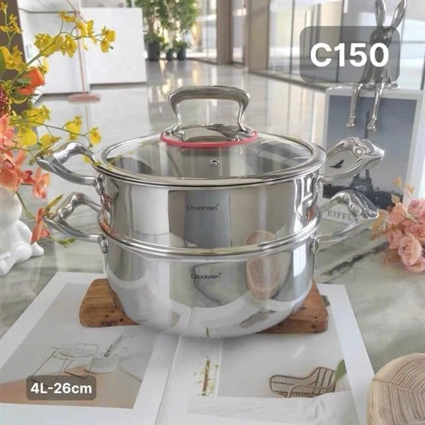 Bộ nồi xửng 2 tầng C150 CHOCKMEN 26cm, inox 18/10, model : CKM-ZD3L26Z