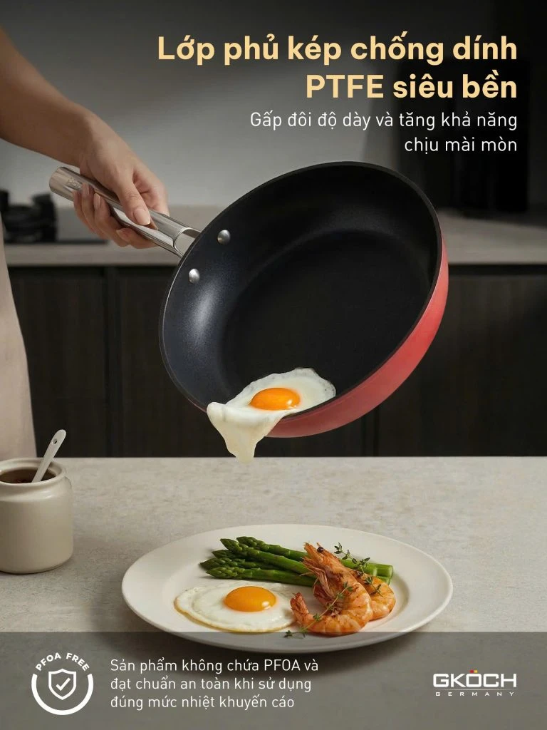 Chảo đơn 26cm, chất liệu: nhôm đúc nguyên khối. Model: KFBJP26. Nhãn hiệu: GKOCH