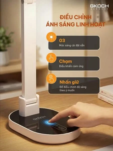 Đèn chống cận, model: YG-8611L, hoạt động bằng pin sạc 2200mAh, điện áp 5V, công suất 10W. Nhãn hiệu: GKOCH