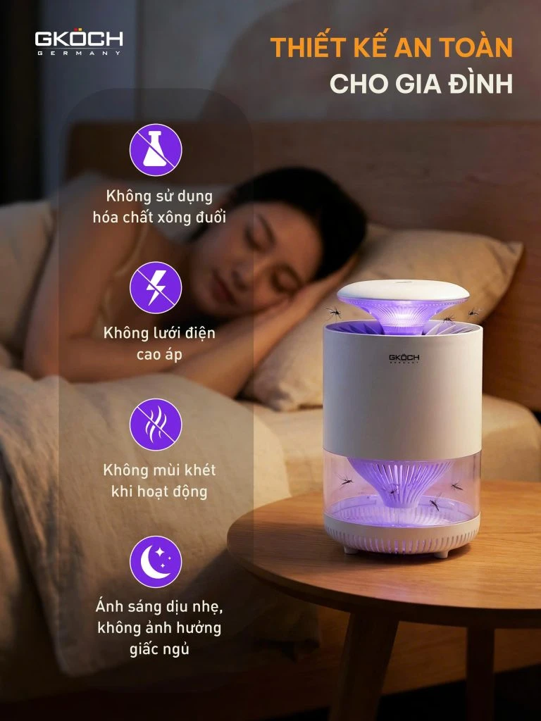 Máy bắt muỗi, model: YG-M006, điện áp 5V, công suất 3W. Nhãn hiệu: GKOCH