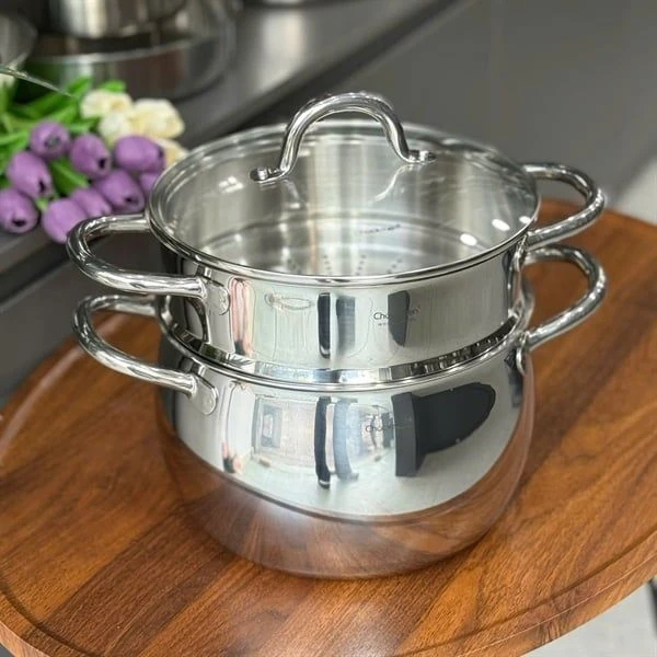 Nồi kèm xửng hấp thành cao C848 CHOCKMEN 24cm, inox 18/10, model:CKM-YH3L24Z