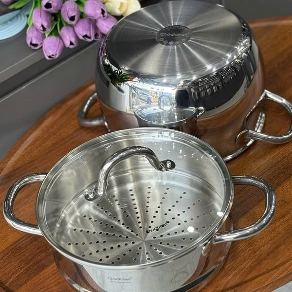 Nồi kèm xửng hấp thành cao C848 CHOCKMEN 24cm, inox 18/10, model:CKM-YH3L24Z
