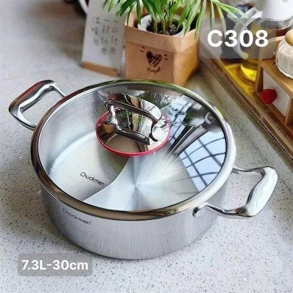 Nồi lẩu hai ngăn C308 CHOCKMEN 30cm, inox 18/10, model : CKM-ZD30HPD