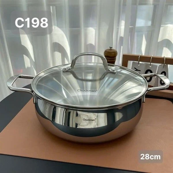 Nồi lẩu lùn C198 CHOCKMEN 28cm, inox 18/10, model:CKM-ZY3L28T
