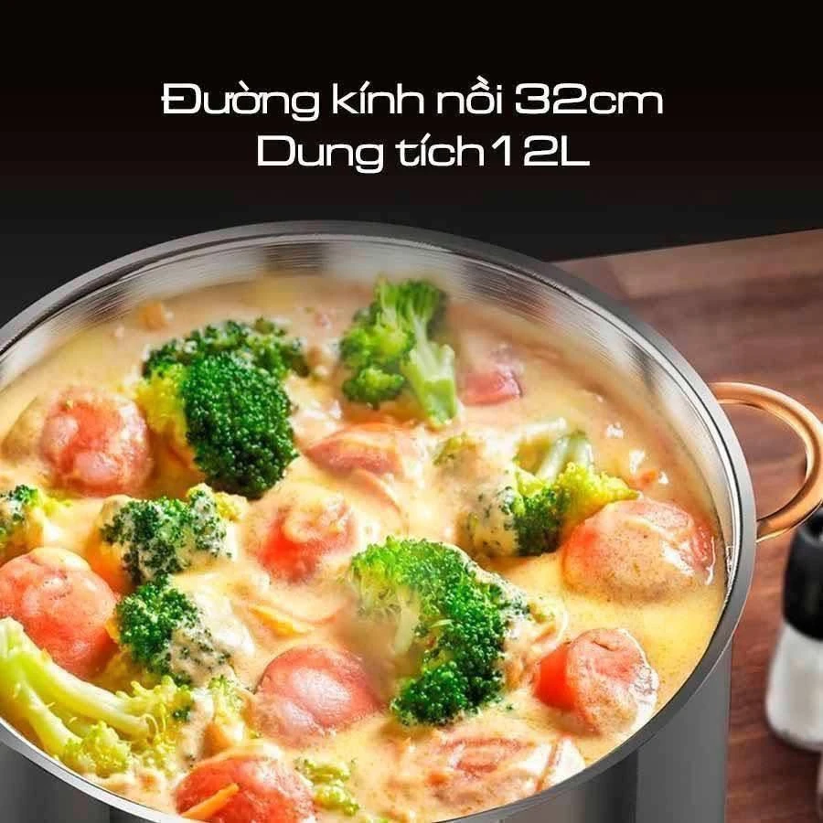    	 NỒI LUỘC GÀ INOX CIWETE VUNG KÍNH - 32CM