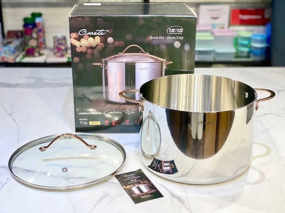    	 NỒI LUỘC GÀ INOX CIWETE VUNG KÍNH - 32CM