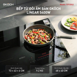 Bếp điện từ, loại bếp âm cố định có 2 vùng nấu, model: 7372DS2, công suất: 5400W, điện áp: 220-240V, tần số: 50-60Hz, ko