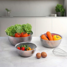 Bộ 3 rổ thép ko gỉ 3 cái/ hộp, size 16/20/24cm model MYDH1012. Nhãn hiệu: GKOCH