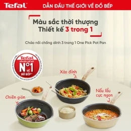 Chảo nồi Tefal có nắp đa năng 3 in 1 (22cm), (đen/xanh/vanila)