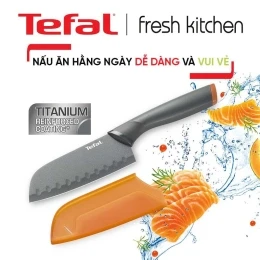 Dao làm bếp phủ Titanium bản lớn Santoku Tefal Fresh Kitchen 12cm