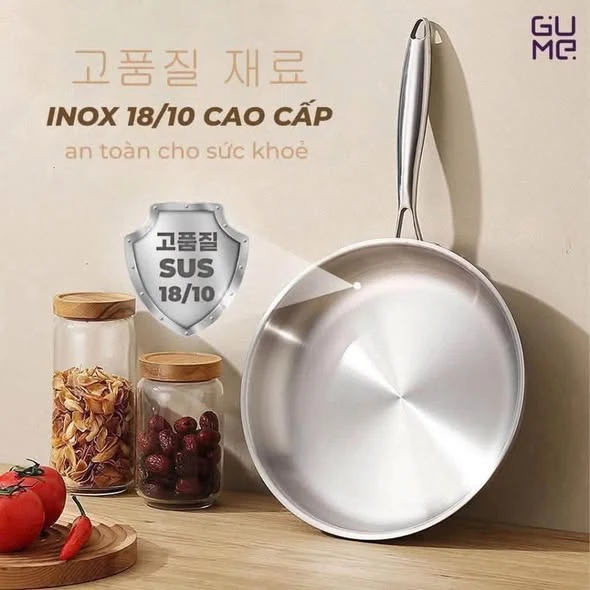 Chảo Inox Nguyên Khối Gume Cao Cấp 18/10 GPS-1220 size 20cm