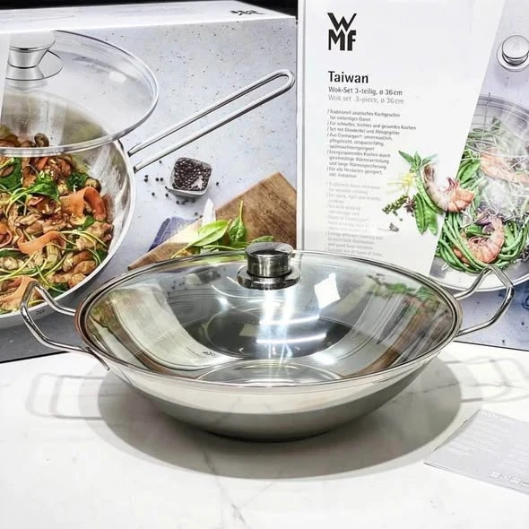 Chảo WMF Party Wok Taiwan 36cm kèm vỉ gác ráo dầu 0798366040