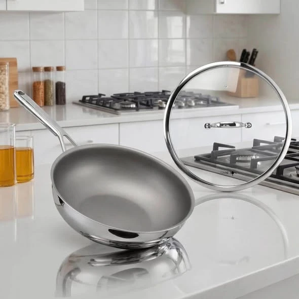 CHẢO XÀO O842 INOX KHÔNG DÍNH VI ĐIỂM OYATTON 24CM