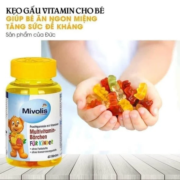 KẸO VITAMIN TỔNG HỢP MIVOLIS VỊ TRÁI CÂY HÌNH GẤU CHO CON YÊU
